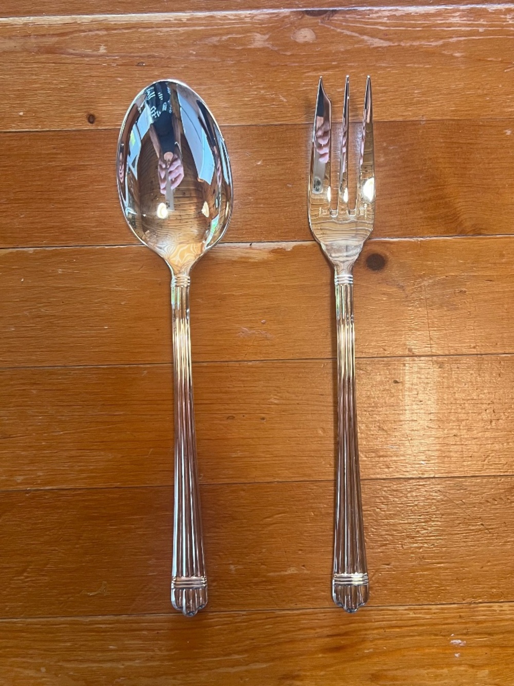 Christofle France Silverplate 10.5” Salad Serving Spoon Fork Set Vintage